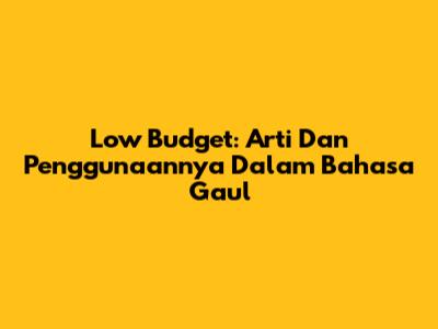 Low Budget: Arti Dan Penggunaannya Dalam Bahasa Gaul
