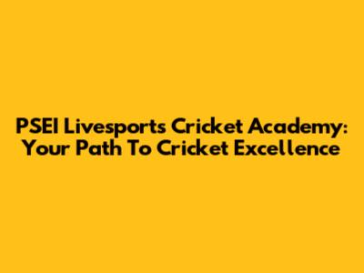 PSEI Livesports Cricket Academy: Your Path To Cricket Excellence